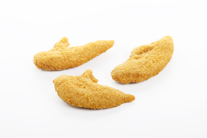 Breaded chicken inner fillet, tip on, uncalibrated